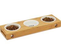 relaxdays Station alimentaire chiens/chats marron 44,5 x 14,0 x 5,5 cm