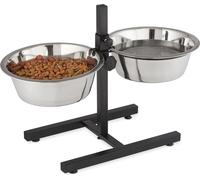 relaxdays Station alimentaire pour chiens réglable en hauteur