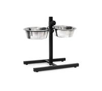 Relaxdays Gamelles pour chiens 42x46x27 cm - inox 1,6 l, hauteur réglable, antidérapant, argenté