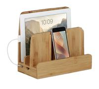 Relaxdays Station d'accueil bambou smartphone