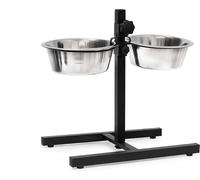 relaxdays Station d'alimentation chiens/chats argent 46,0 x 27,0 x 42,0 cm