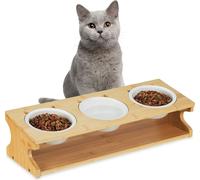 relaxdays Station d'alimentation pour chats avec 3 écuelles