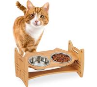 relaxdays Station d'alimentation pour chats réglable en hauteur