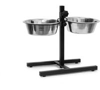 Relaxdays station de nourriture pour chiens, écuelles en acier inoxydable de 2,2 l, support pour écuelles réglable en hauteur HBT 42 x 53 x 26cm, antidérapant, argenté