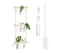 Relaxdays Station de Propagation pour Plantes, à Suspendre, étagères en Bois, 3 Niveaux, Nature - Transparent