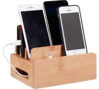 relaxdays Station de recharge en bambou pour 6 appareils
