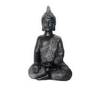 Relaxdays Statue de Bouddha Assis 45 cm, résistante aux intempéries, Jardin Vintage, Anthracite