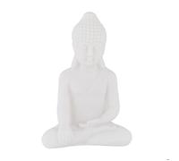 Relaxdays Statue bouddha assis, 17 cm de haut, résistante aux intempéries et au gel, pour salon & jardin, blanche