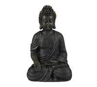 relaxdays Bouddha Position Assise 18cm, Statue de décoration Salon et Salle de Bain, résiste l´humidité, Couleurs, polyrésine, Gris foncé, 18 x 10 x 8cm