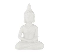 Relaxdays Statue Bouddha Assis, 18 cm de Haut, résistant aux intempéries et au Gel, pour Le Salon ou Jardin, Blanche