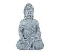 Relaxdays Statue Bouddha assis 18 cm en polyrésine, gris, résistante à l'humidité
