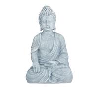 Relaxdays Statue de Buddha Figurine de Bouddha décoration Jardin Sculpture céramique Zen 40 cm, Gris Clair, grisclair