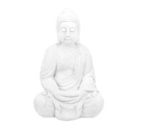 Relaxdays Statue de Bouddha Assise, 70 cm, Figurine de Jardin XL, résistant aux intempéries et au Gel, décoration, Blanc