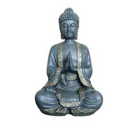 Relaxdays Statue Bouddha priant, 38 cm, déco Vintage Salon & Jardin, résistante intempéries et Gel, Bronze-Or