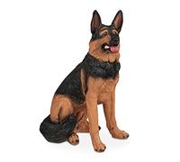 relaxdays Statue de Berger Allemand, Grandeur Nature, résistant aux intempéries, déco Chien, 85x39x55 cm, résine, Marron