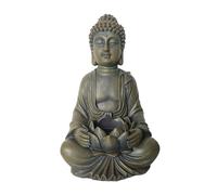 Relaxdays Statue de Bouddha Assis 30 cm, Jardin, Fleur de Lotus, déco Salon, résistante aux intempéries, Bronze
