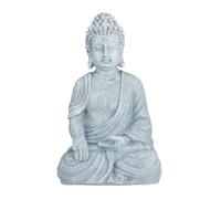 Relaxdays statue de Bouddha assis 40 cm, déco Feng Shui, résistante gel/intempéries, grande statue de jardin, gris clair