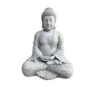 Relaxdays Statue de Bouddha Assis, 42 cm, déco Jardin et Salon, résistante aux intempéries, Gris Clair