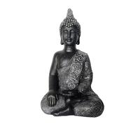 Relaxdays Statue de Bouddha Assis 45 cm, Statue de Jardin Vintage, résistante aux intempéries et au Gel, Anthracite
