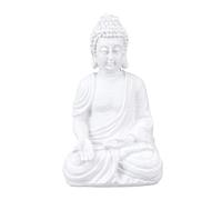 Relaxdays Statue de Bouddha Assis, résistante aux intempéries et au Gel, pour Jardin et Salon, 17,5 cm, Blanc