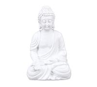 Relaxdays Statue de Bouddha Assis, résistante aux intempéries et au Gel, pour Jardin et Salon, 30 cmx19,5x12 cm, Blanc