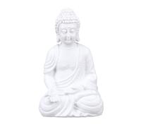Relaxdays Statue de Bouddha Assis, résistante aux intempéries et au Gel, pour Jardin et Salon, 30 cmx19,5x12 cm, Blanc