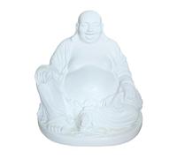 Relaxdays Statue de Bouddha Souriant 45 cm, déco Vintage Jardin & Salon, résistante aux intempéries et au Gel, Blanche