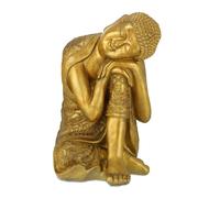 Relaxdays Statue de Bouddha Jardin, résistant aux intempéries et au Gel, Repos, Objet déco XL, HLP 61 x 40 x 37 cm, doré