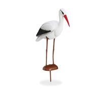 Relaxdays - Statue de jardin cigogne, Figurine de décoration, protection héron, naissance, 80 x 22 x 64 cm, blanc/rouge