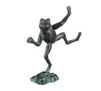 Relaxdays Statue de jardin Grenouille dansante en fonte sur un pied Taille L vert
