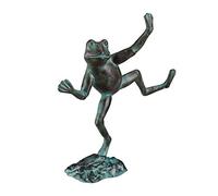 Relaxdays Statue Grenouille dansante sur Un Pied Fonte Fer Sculpture Figurine de Jardin déco,Taille L Vert