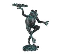 Relaxdays Statue Grenouille dansante sur Un Pied Fonte Fer Sculpture Figurine de Jardin Taille M déco, Vert