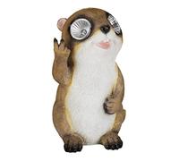 relaxdays Statue de Jardin Marmotte, Statue d’Animal avec Yeux solaires LED, Déco pour Jardin, Balcon, 23 x 13 x 13 cm