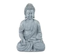 Relaxdays Statuette de Bouddha Assis 30 cm - Figurine de Jardin - Décoration de Salon - Polyrésine - Résistant aux intempéries et au Gel - Blanc - 1 pièce