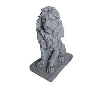 Relaxdays Statuette de Lion avec Socle, H x l x P : 38 x 17 x 27 cm, polyrésine, résistante aux UV et aux intempéries, pour décoration de Jardin - Gris