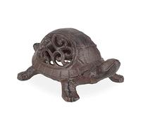Relaxdays Statuette de Tortue, en Fonte, résistant, Jardin, HxLxP : 6,5x10x15 cm, intérieur et extérieur, Marron-Noir