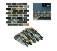 Relaxdays Sticker carrelage, set de 10, aspect pierre, adhésif, cuisine SDB, 31 x 31 cm, panneau mural 3D, design B