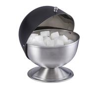 Relaxdays Sucrier, acier inoxydable, boîte à sucre en morceaux avec couvercle, bonbons, HxD : 15,5 x 14 cm, noir/argenté