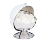 relaxdays Sucrier avec couvercle roulant, acier brillant, sucre, sucreries, boîte de gateaux, rond,pour sucre,blanc.