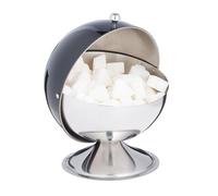 Relaxdays Sucrier avec Couvercle Roulant, Acier Brillant, Sucre, sucreries, boîte de gateaux, Rond,pour Sucre, Noir