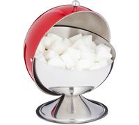 Relaxdays Sucrier Avec Couvercle Roulant, Acier Brillant, Sucre, Sucreries, Boîte De Gateaux, Rond,Pour Sucre, Rouge.
