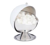 Relaxdays Sucrier avec couvercle roulant, acier brillant, sucre, sucreries, boîte de gateaux, rond,pour sucre,blanc.