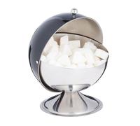 Relaxdays Sucrier avec Couvercle Roulant, Acier Brillant, Sucre, sucreries, boîte de gateaux, Rond,pour Sucre, Noir