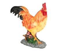 Relaxdays Superbe coq en polyrésine, décoration de jardin, résistant aux intempéries, peint à la main, multicolore