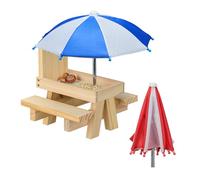 Relaxdays Superbe mangeoire pour écureuils, Design Original, 2 parasols, Table avec bancs, à Suspendre, Marron Clair