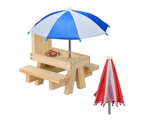 Relaxdays Superbe mangeoire pour écureuils, Design Original, 2 parasols, Table avec bancs, à Suspendre, Marron Clair