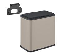 Relaxdays, Superbe Poubelle, capacité 5 litres, Plastique et métal, pour la Cuisine ou la Salle de Bain, Beige