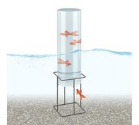 Relaxdays Tour à Poissons, Acrylique et métal, pour Votre étang, H x D : 61,5 x 20 cm, Transparent et Gris