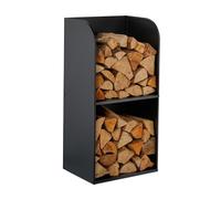 Relaxdays, étagère à Bois de Chauffage, H x L x P 80x40x30 cm, 2 Compartiments, Support à Bois, Fer, Noir