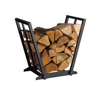 Relaxdays, support à bois de chauffage, métal, H x L x P : 55,5 x 62 x 35 cm, rangement bois, bois empilé, noir